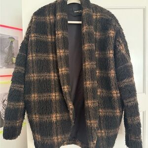 Amanda Uprichard Black and Brown Fuzzy Cardigan Jacket - Sz SM